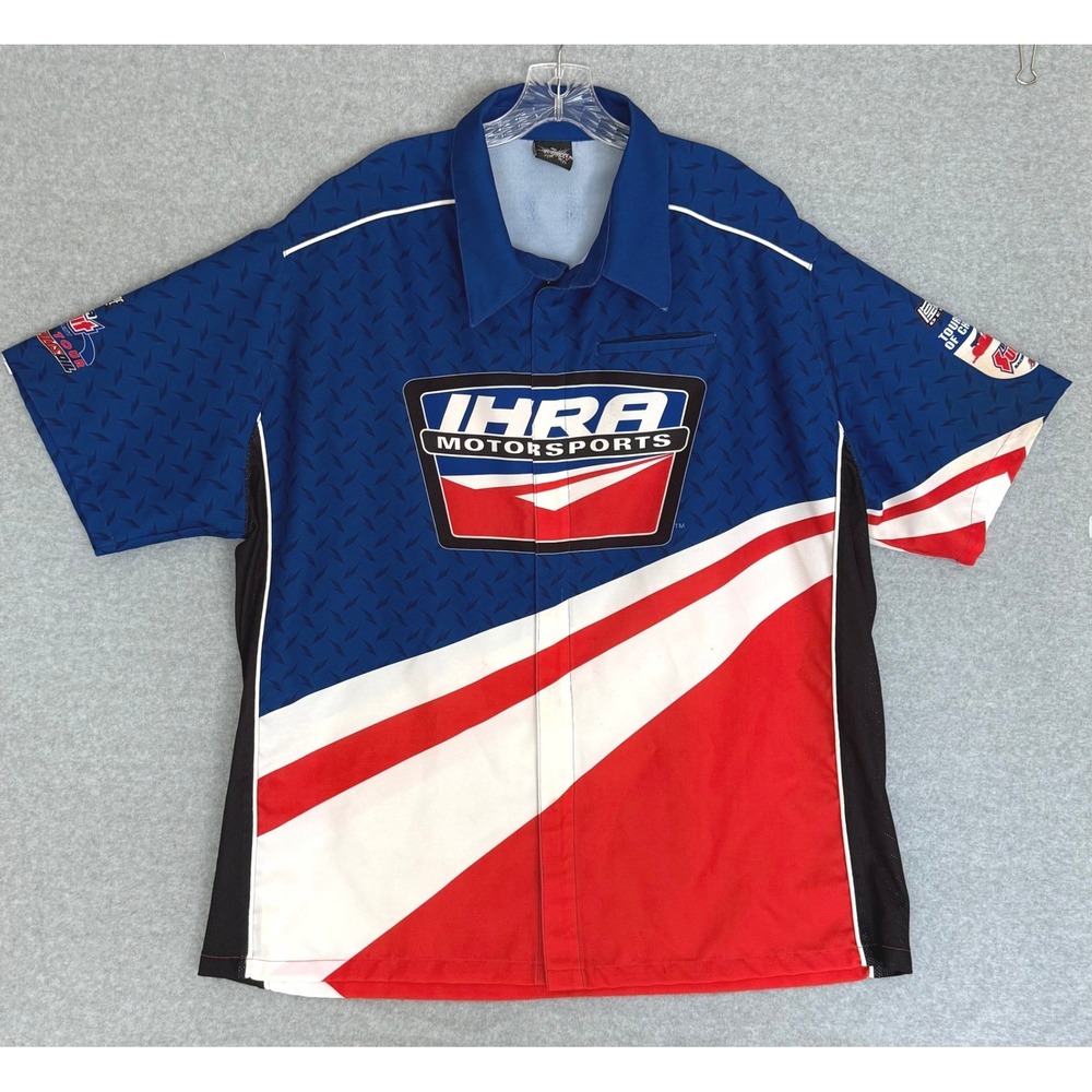 IHRA Hot Rod Motorsports Racing Button Up Shirt Men 3XL Blue Red Colorblock USA